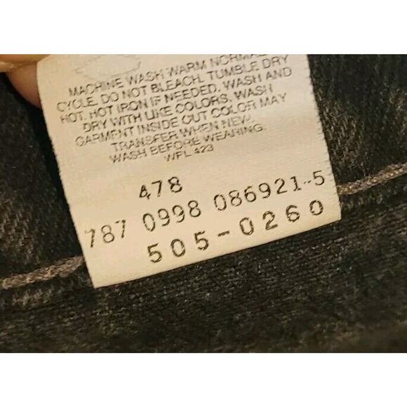Vintage Levi's 505 Black Jeans 33x32 Regular Fit Straight Leg 90's Light Fade - Picture 4 of 14